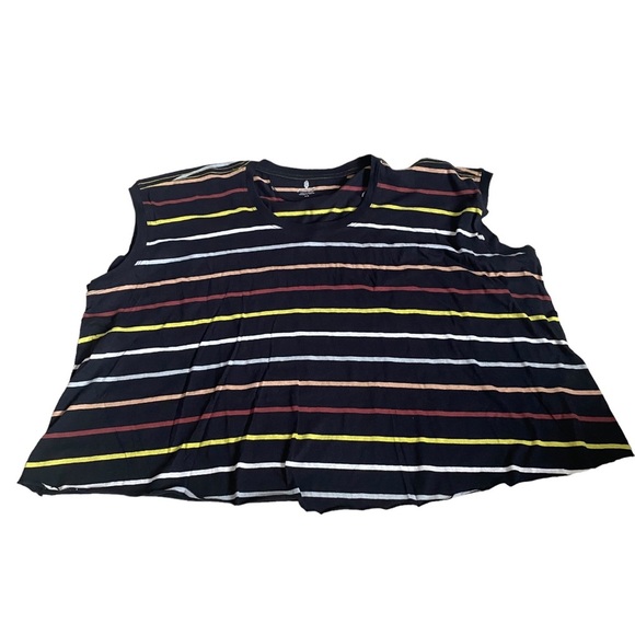 NWOT Free People Movement Rising Tide Printed Tee Black Striped Combo Size M - Picture 5 of 10